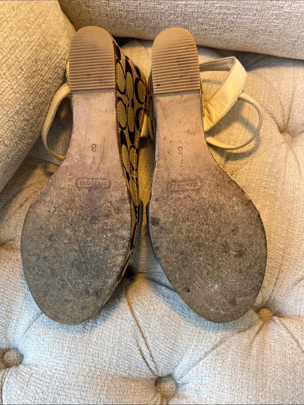 Coach Striped Multi-Color Canvas Platform Sandals with Ankle Strap - Picture 7 of 7